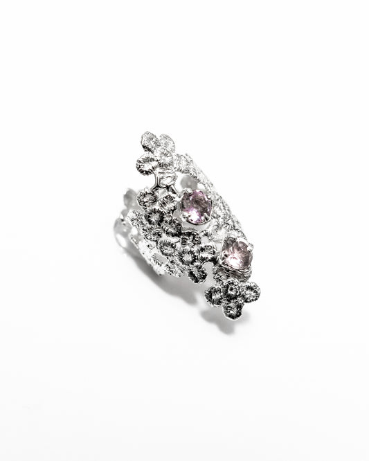 cluster floral Lace Ring blue-6.5