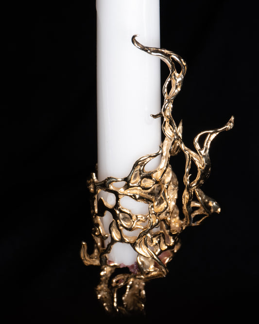 Molten Brass sculpture - candle holder