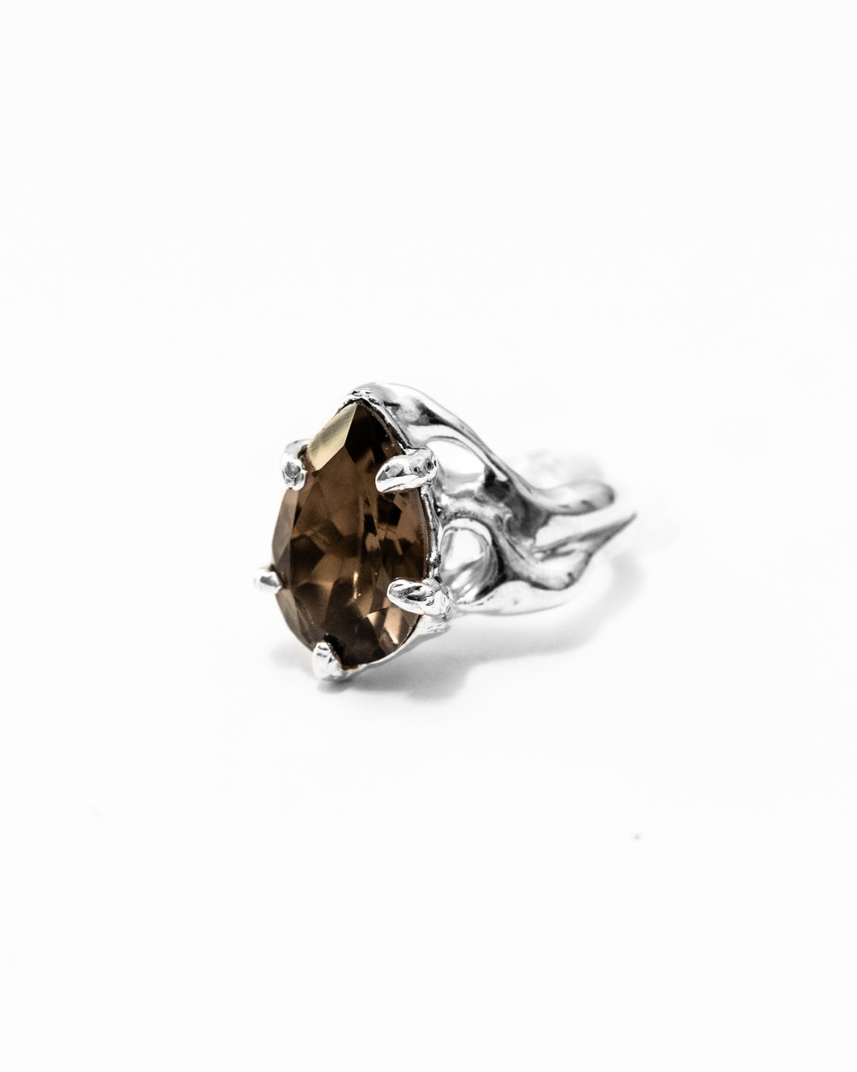 Fluid smoky quartz ring- 6