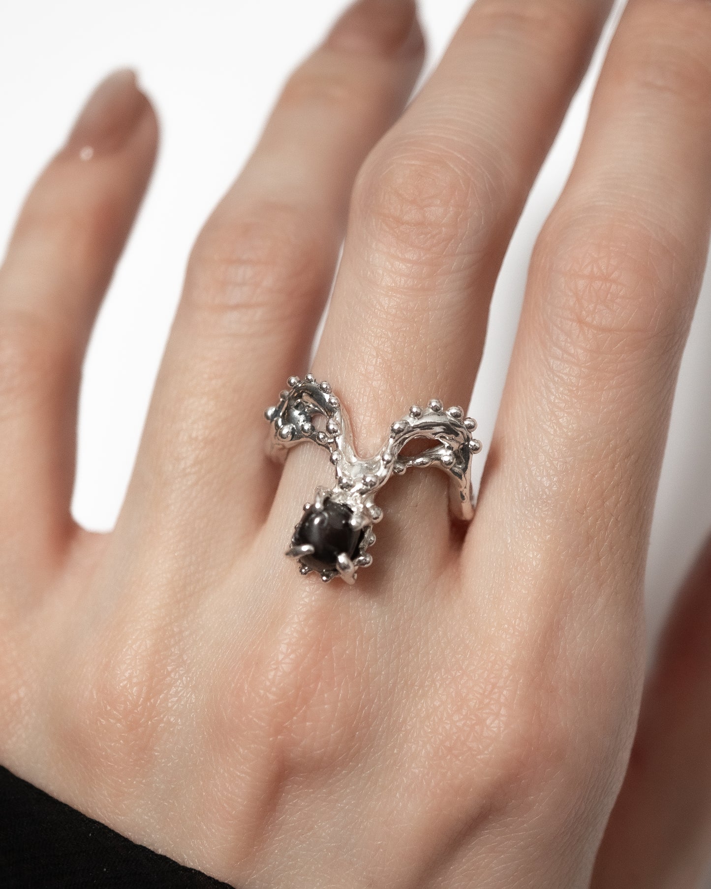 black gem ring - 5 open