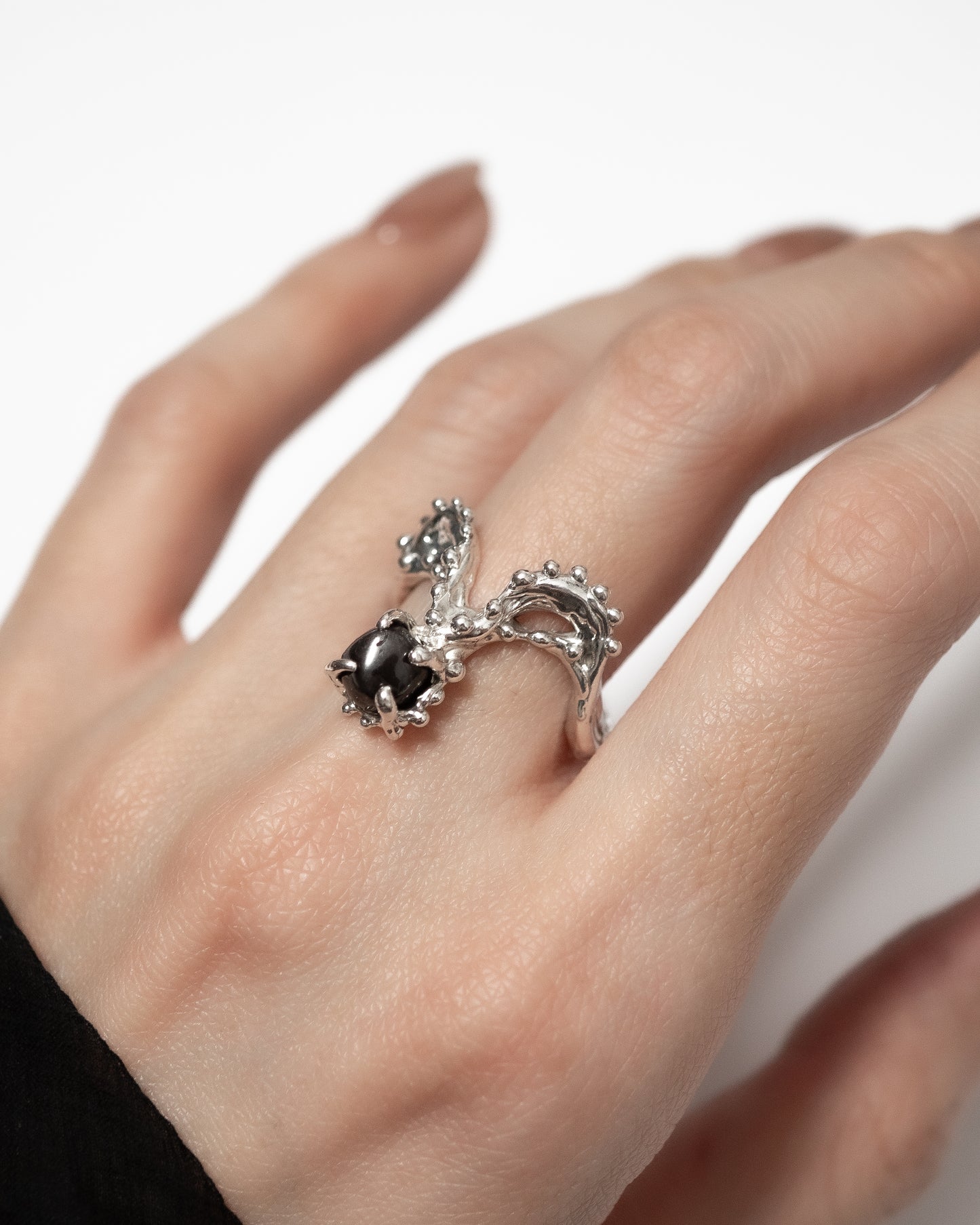 black gem ring - 5 open