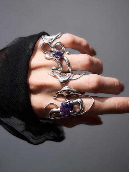 Fluid Amethyst Ring - 5 Open