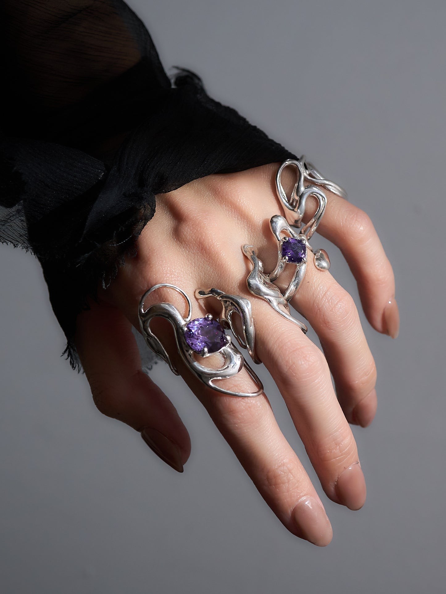 Fluid Amethyst Ring - 5 Open