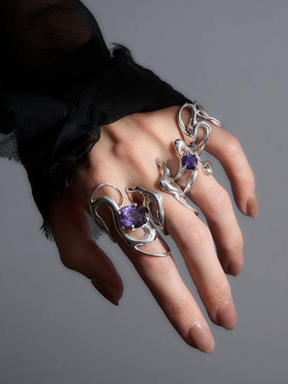 Fluid Amethyst Ring - 5 Open