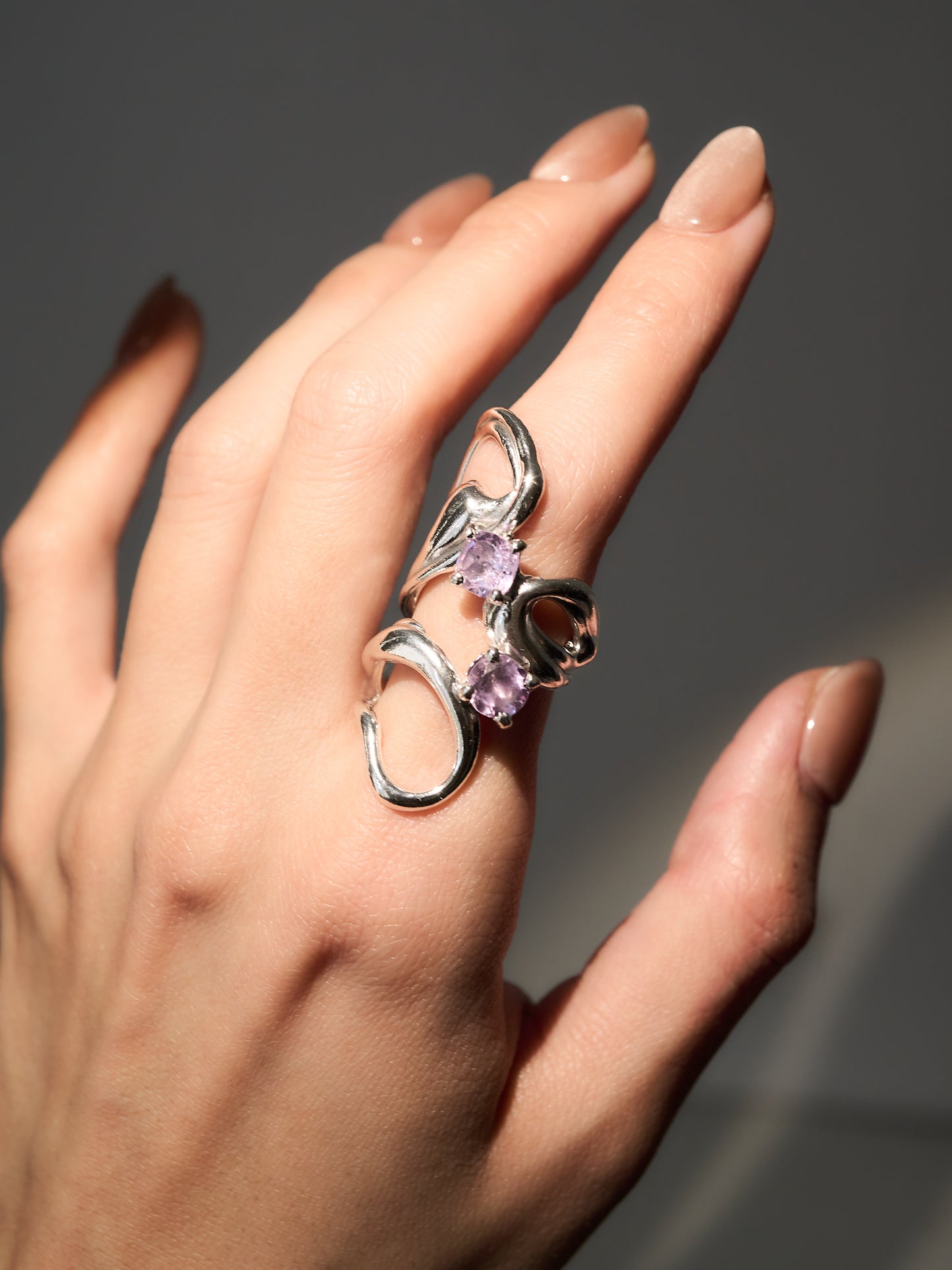 Fluid double amethyst Ring - 6