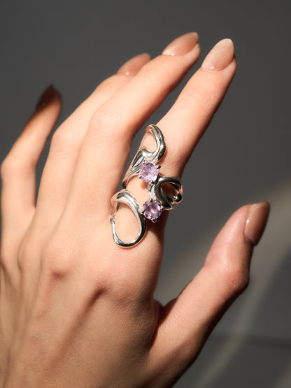 Fluid double amethyst Ring - 6