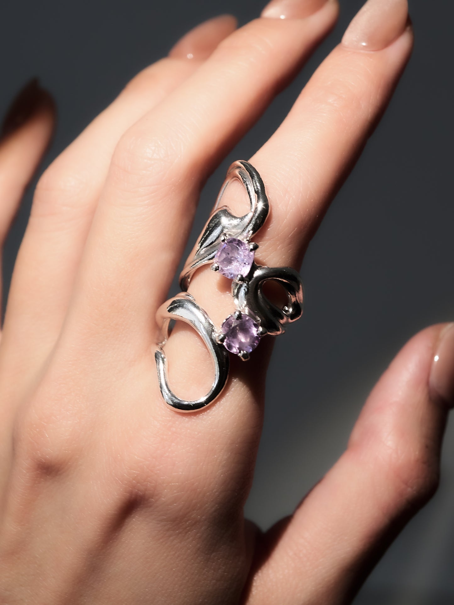 Fluid double amethyst Ring - 6