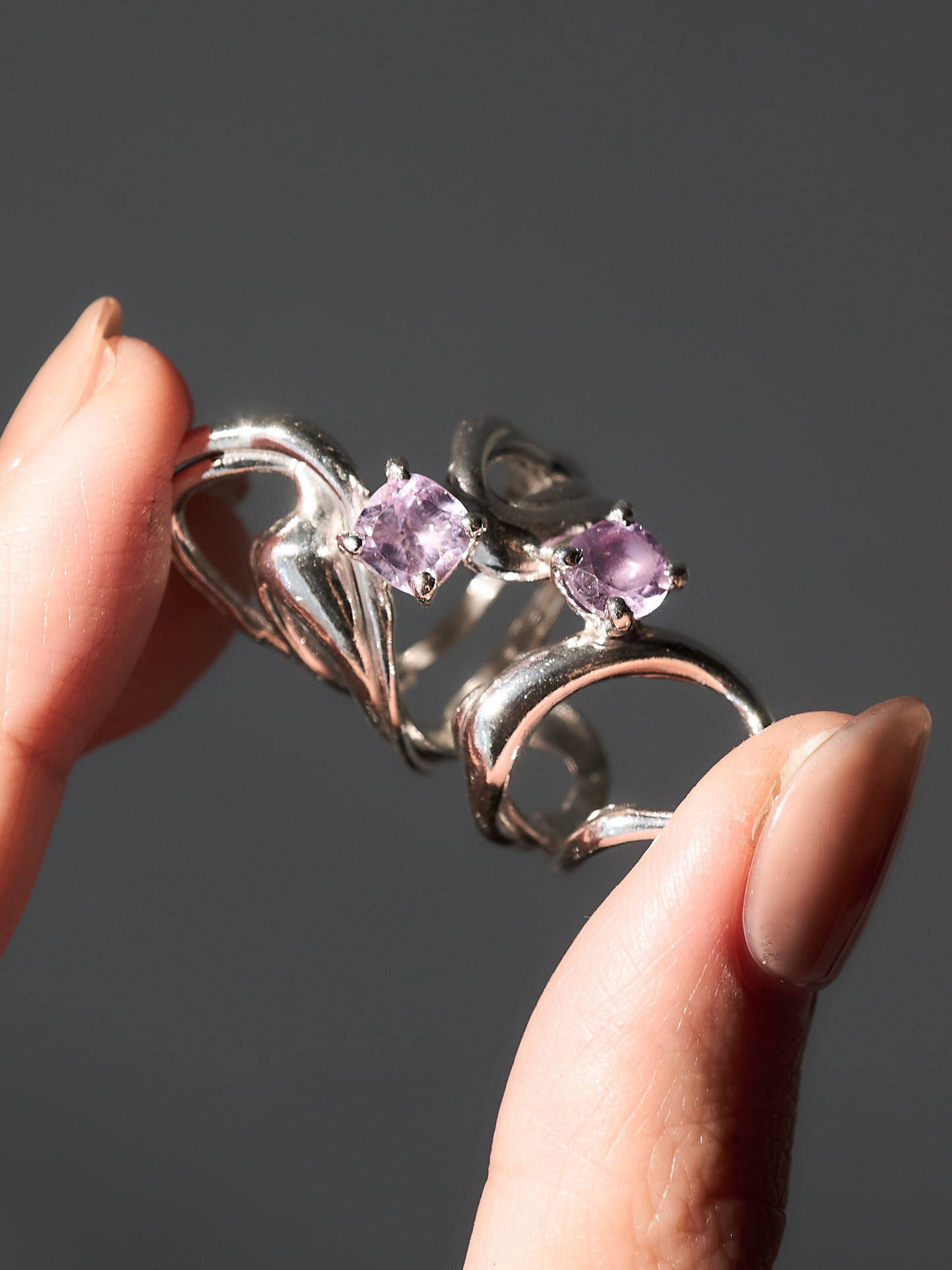 Fluid double amethyst Ring - 6