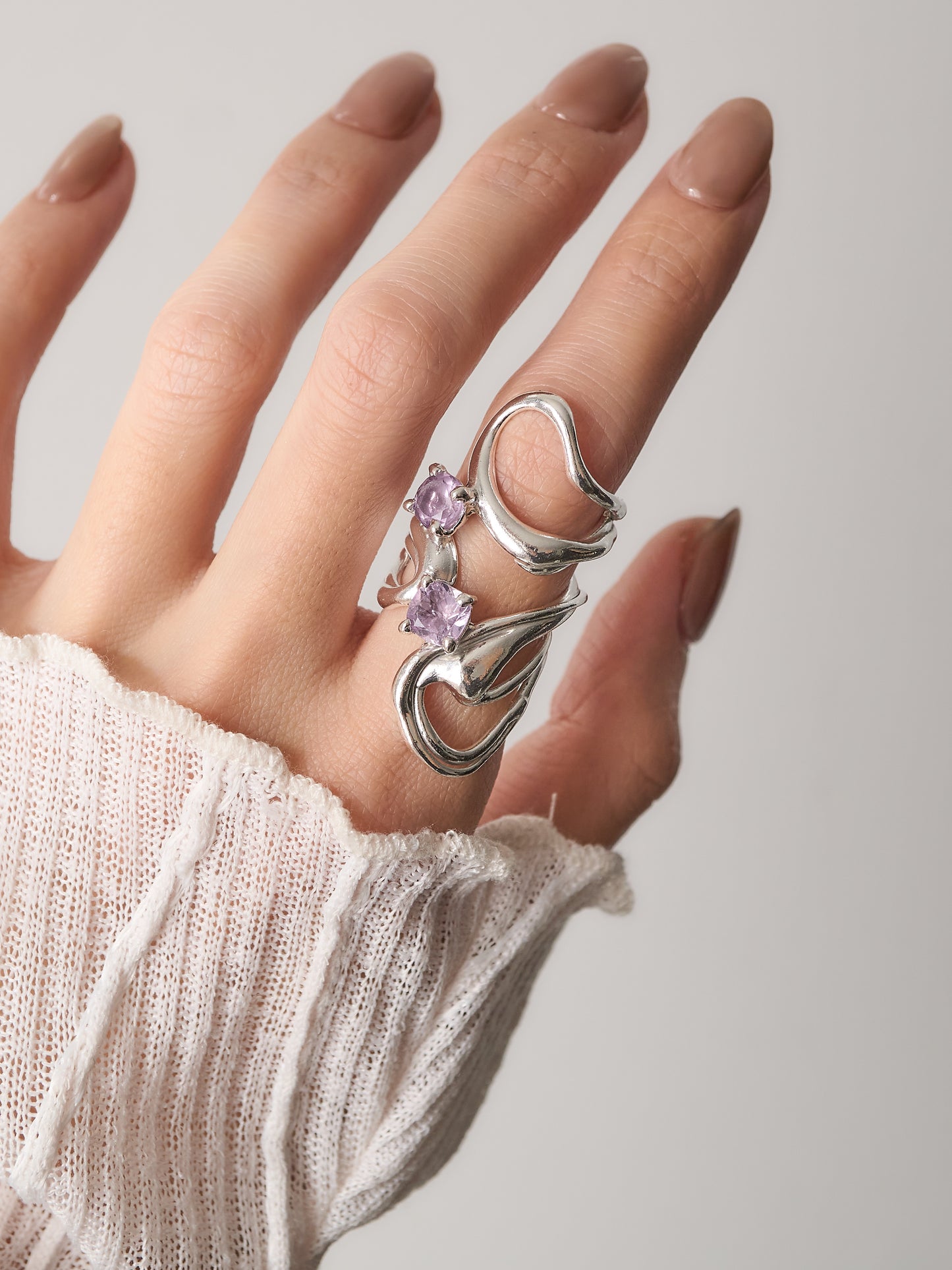 Fluid double amethyst Ring - 6