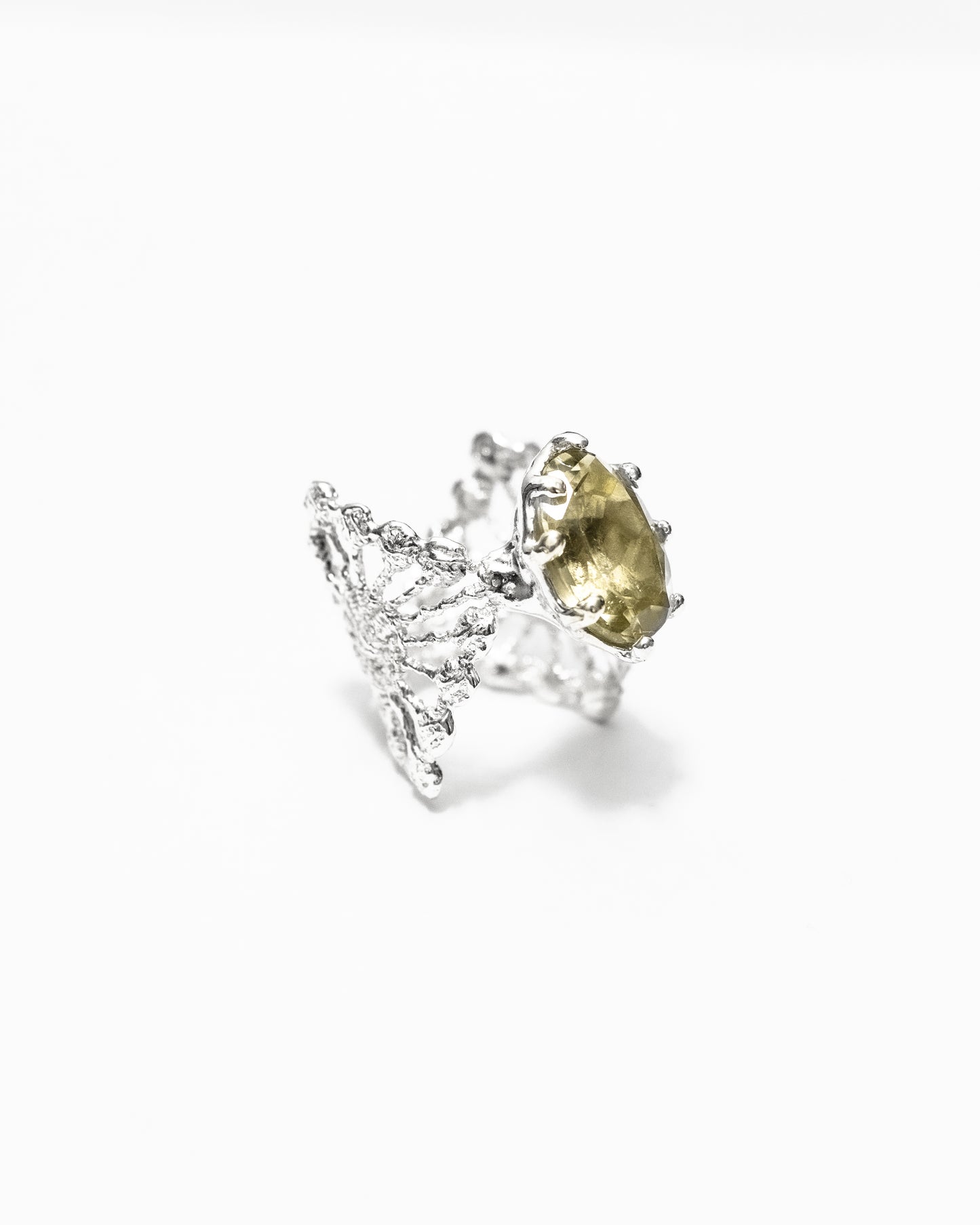 lace ring with lemon quartz