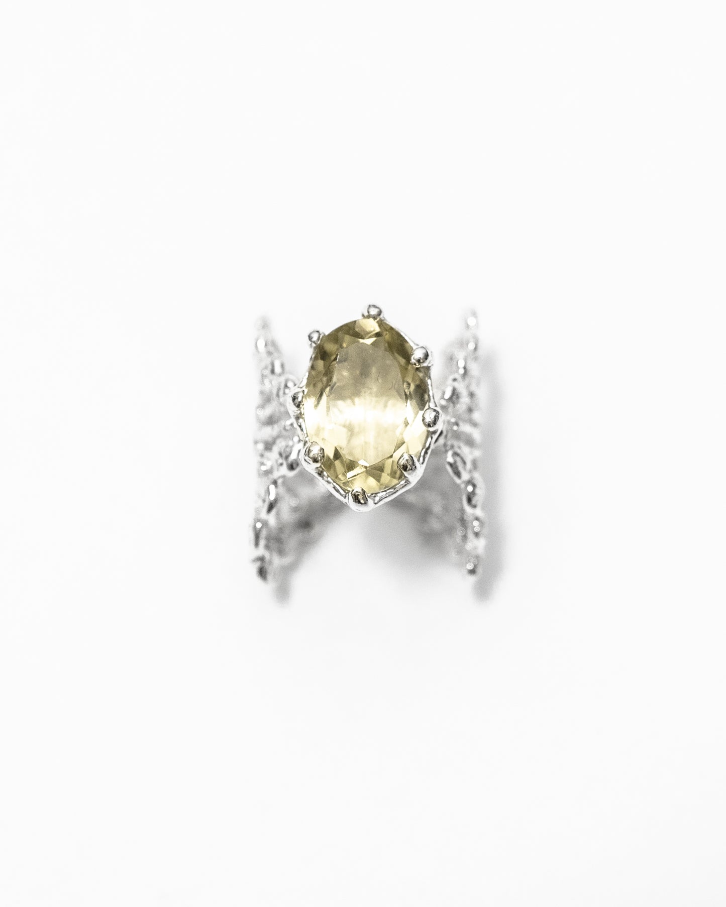 lace ring with lemon quartz
