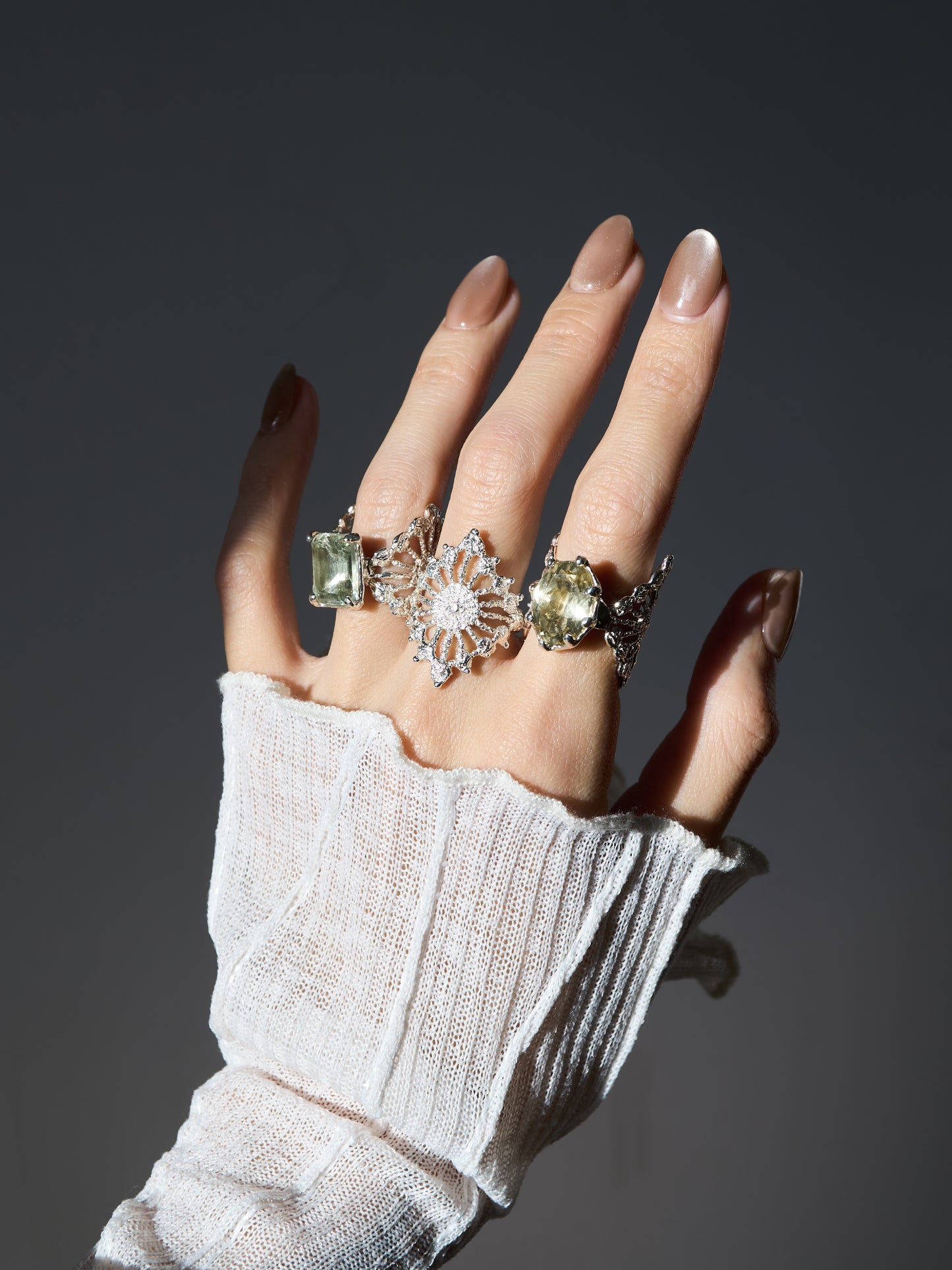lace ring with Prasiolite