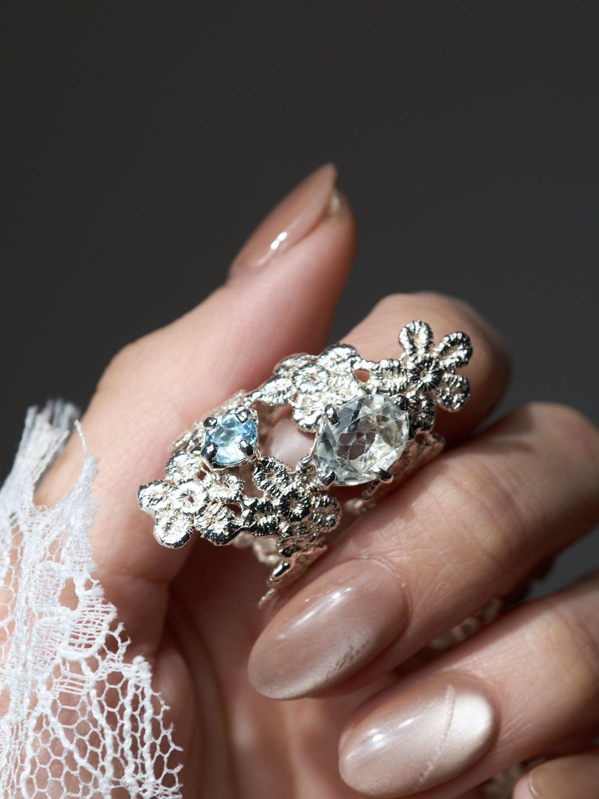 cluster floral Lace Ring purple-6