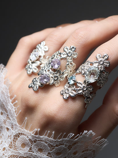 cluster floral Lace Ring blue-6.5
