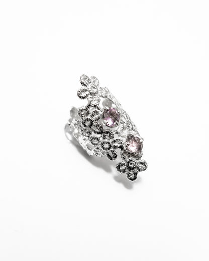 cluster floral Lace Ring blue-6.5