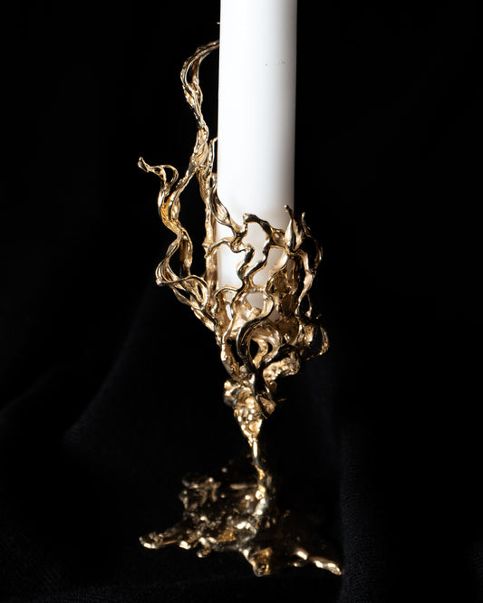 Molten Brass sculpture - candle holder