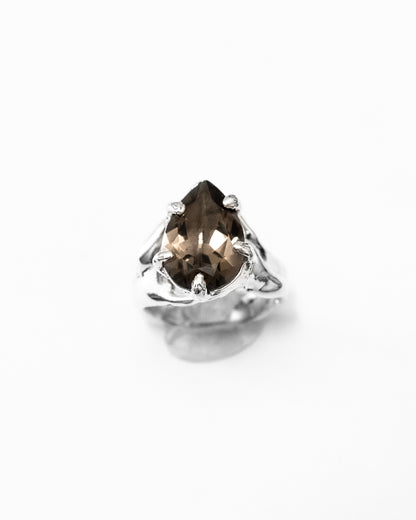 Fluid smoky quartz ring- 6