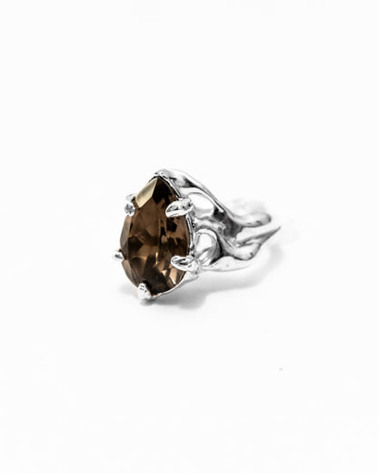 Fluid smoky quartz ring- 6