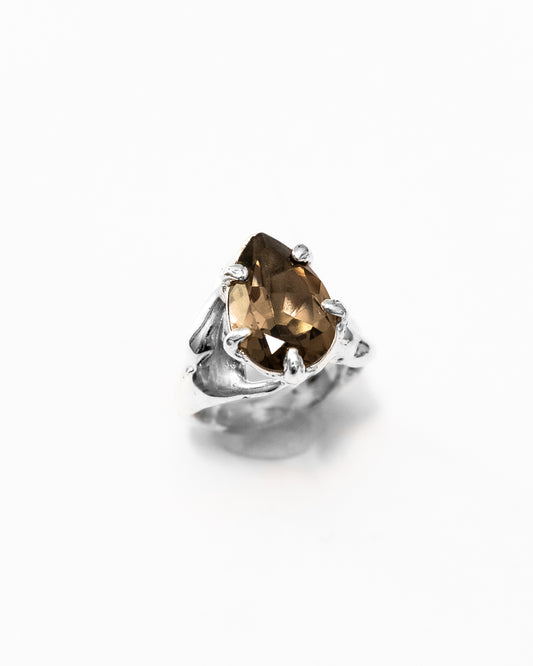 Fluid smoky quartz ring- 6