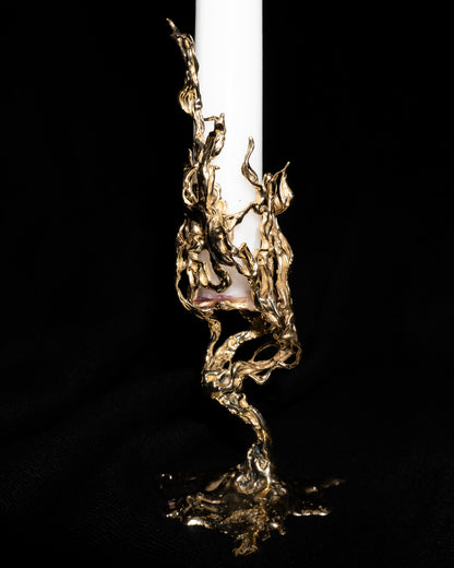 Molten Brass sculpture - candle holder