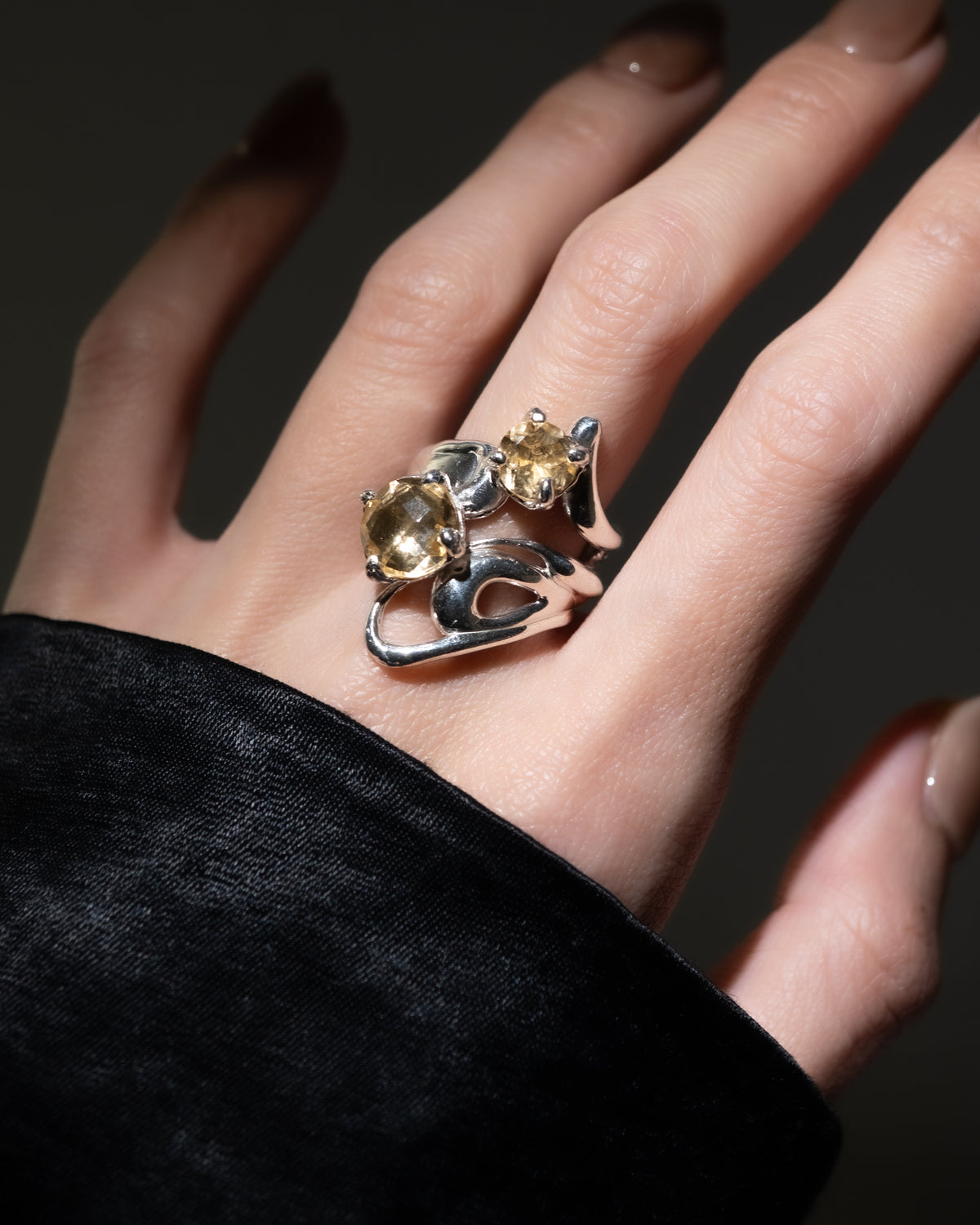 Fluid double citrine ring-5.5