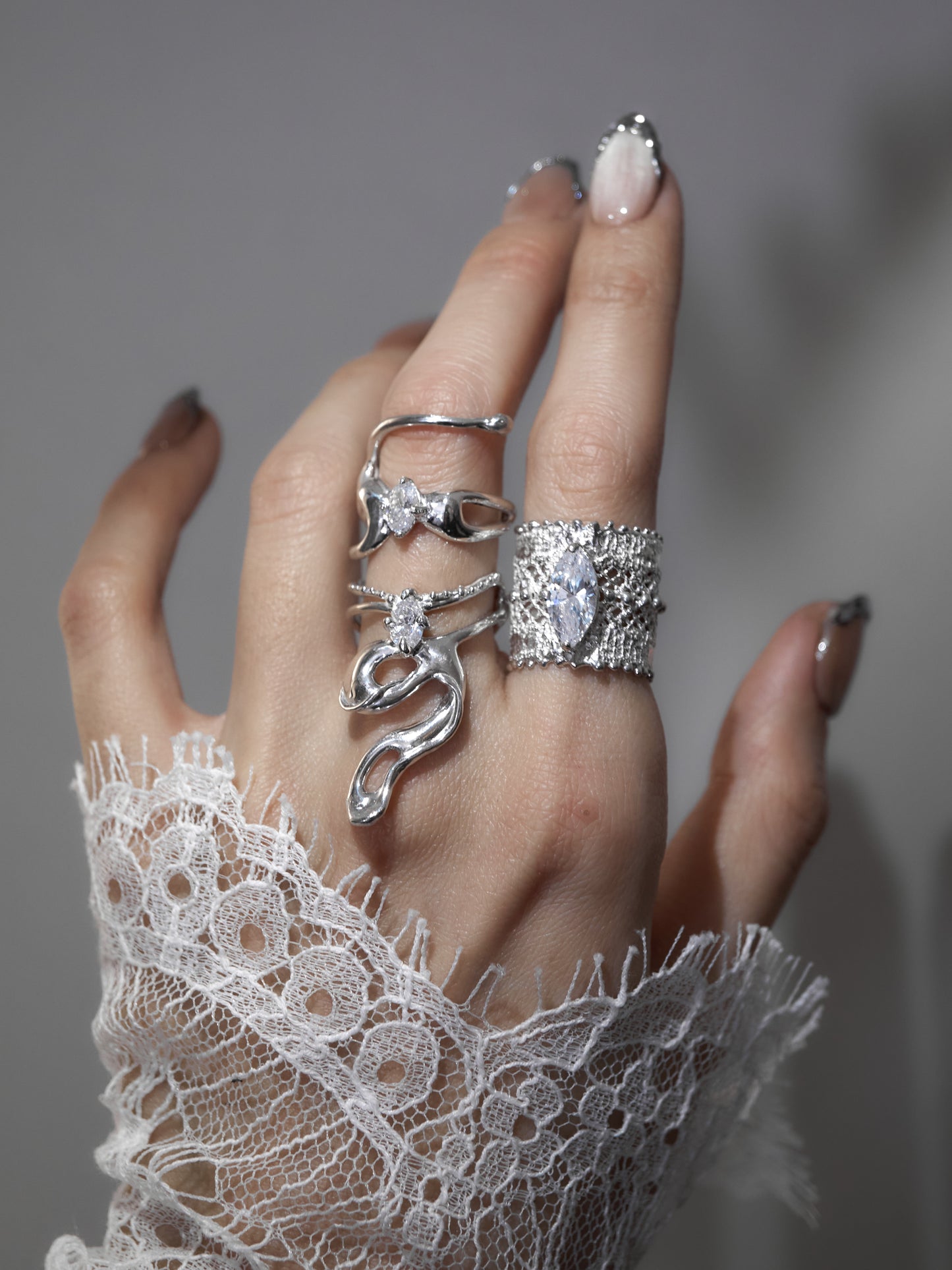 Lace marquise ring