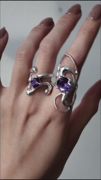 Fluid Amethyst Ring - 5 Open