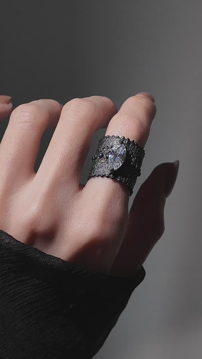 Lace marquise ring